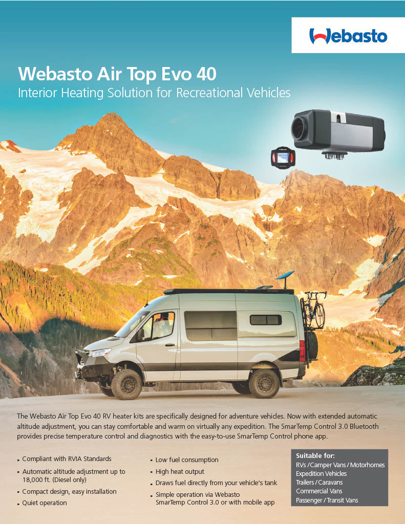 Webasto Air Top EVO 40 12v 4kW Diesel Heater Smartemp 3.0BT High Altitude 5014149A