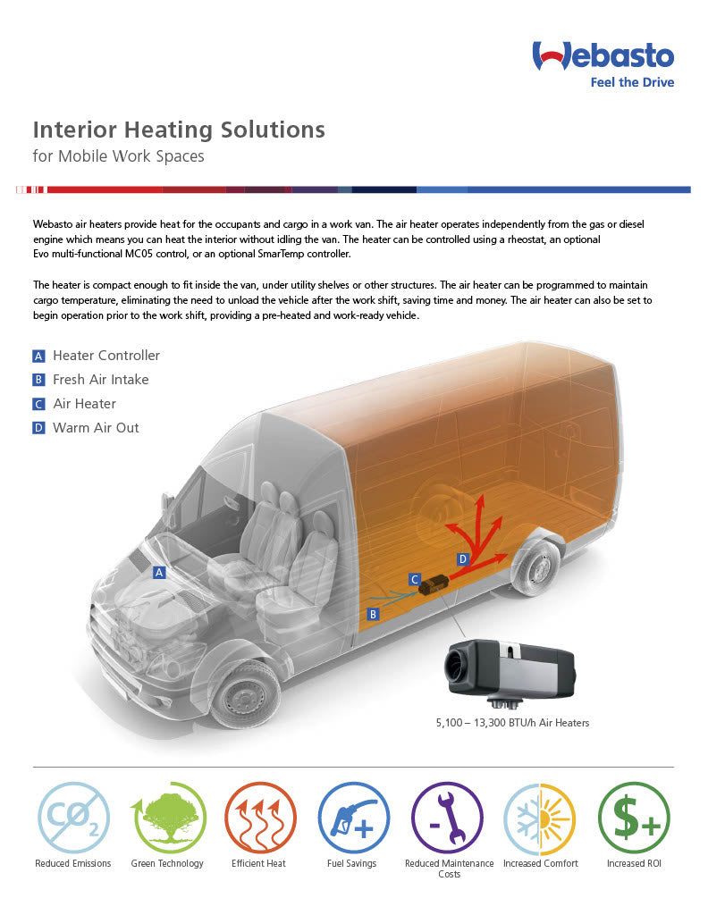 Van Life Webasto 2kW Diesel Air Heater Kit Ford Transit 90-3-0011